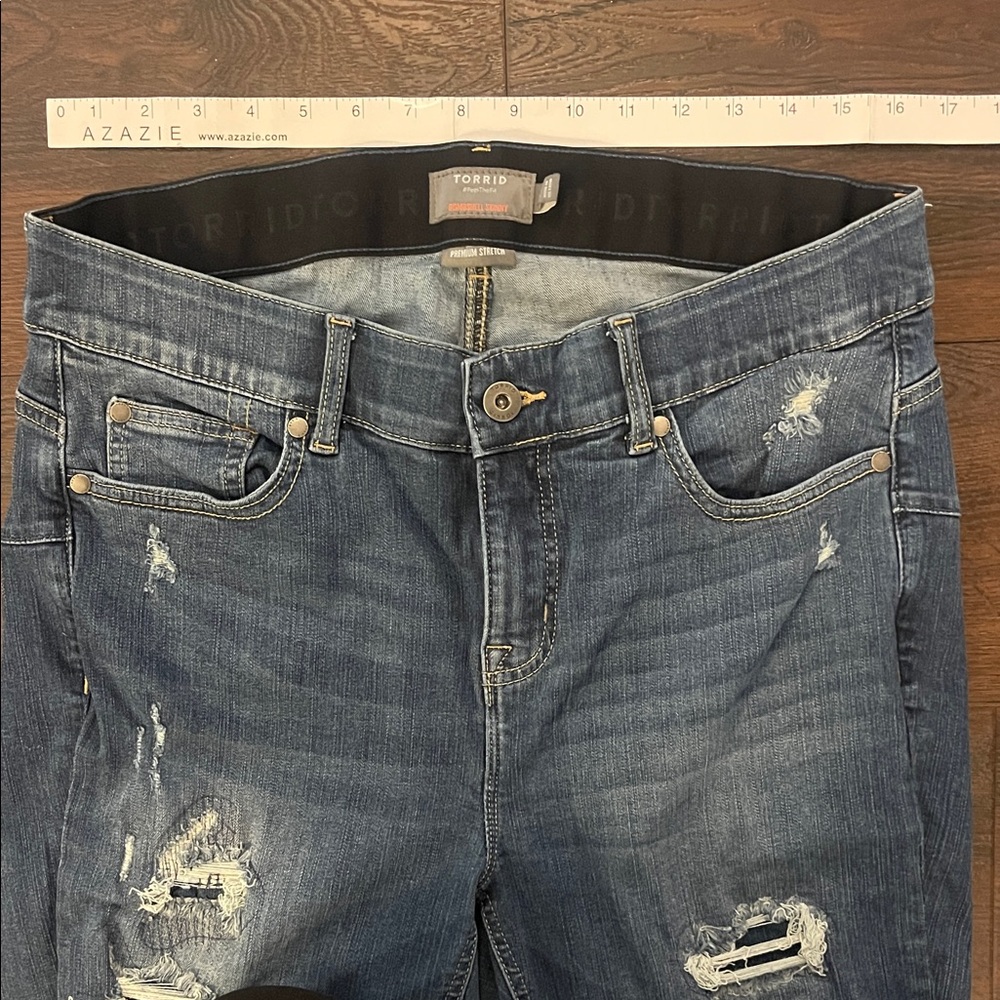 Torrid Distressed Skinny Jeans in Blue - Picture 5 of 7